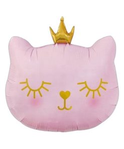 Голова кота з короною рожева