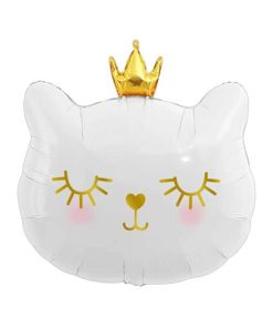 Голова кота з короною біла ВЕЛИКА