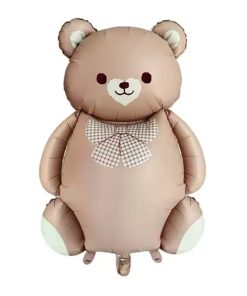 Ведмедик з бантом коричнева сатин